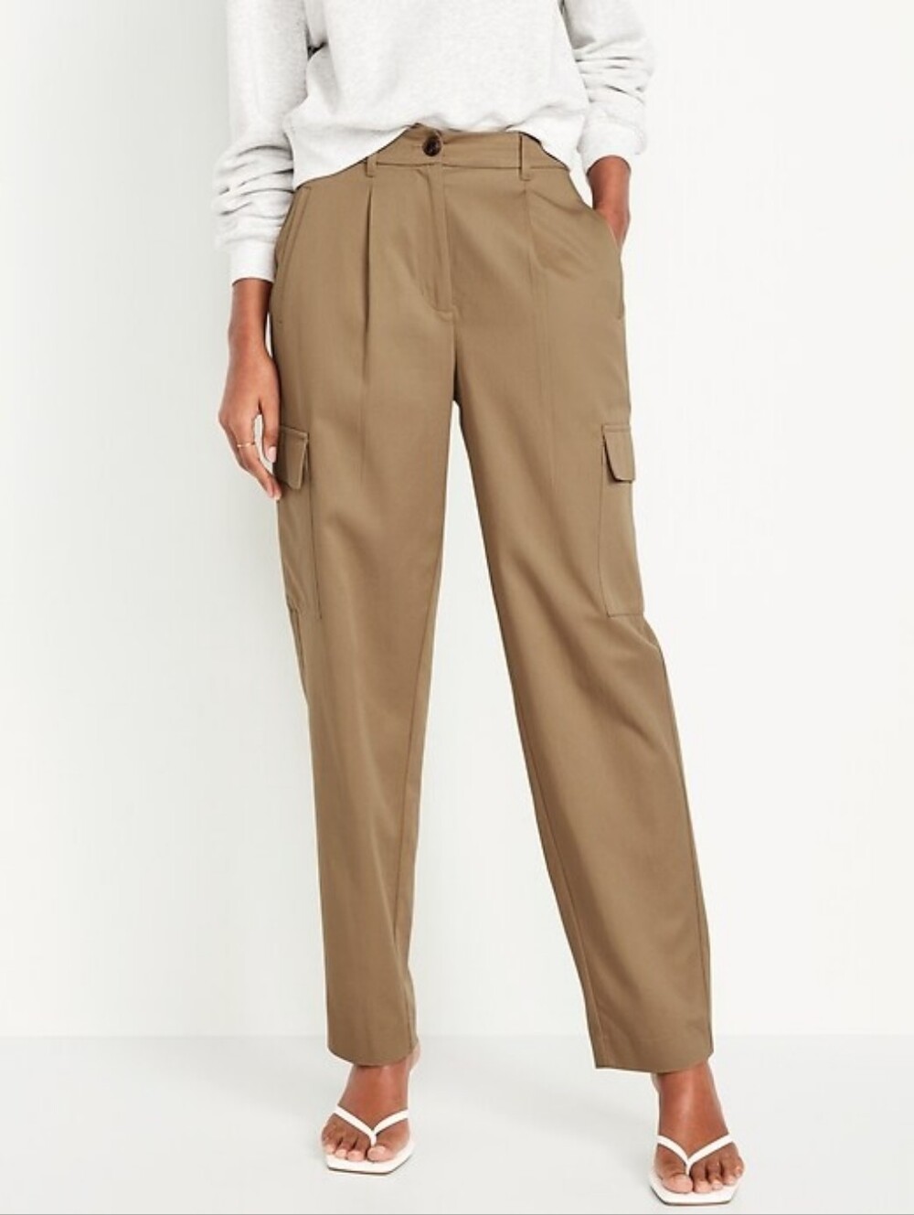 NWT Old Navy Tan Taylor Straight Leg Cargo Trouser High Rise Size Small